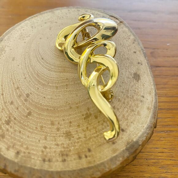 Gold Plated Snake Abstract Asp Rod of Asclepius Pin Brooch - Picture 2 of 5